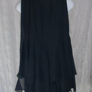 MSK Black Long Formal Evening Skirt asymmetrical Chiffon Hem EUC